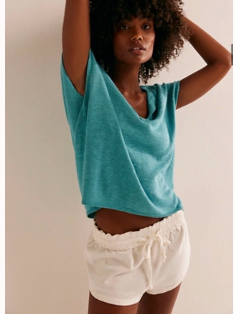 Free People Marina Del Sol Sweater Top Tahiti Breeze Blue Size L